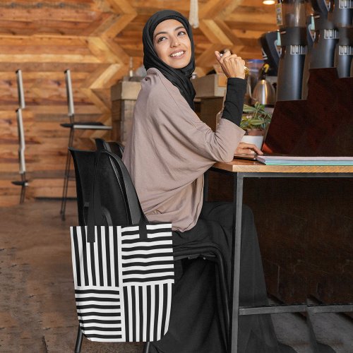 Vertical And Horizontal Stripes Tote Bag