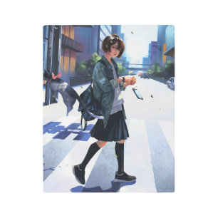 Vertical anime girls 11" x14" Metal Wall Art