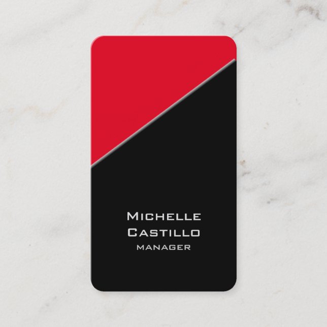 Vertical Artistic Black Red Unique Design Business Card (Front)