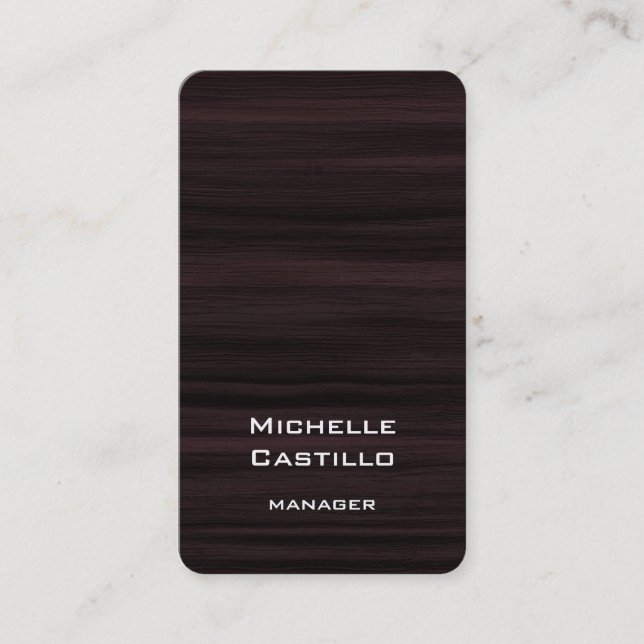 Vertical Artistic Brown Wood Unique Design Business Card (Front)