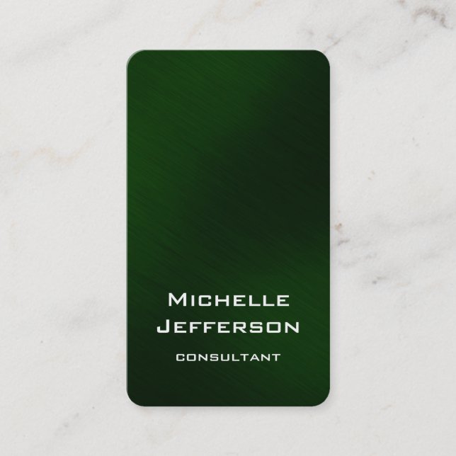 Vertical Artistic Green Color Stylish Trendy Business Card (Front)