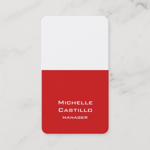 Vertical Artistic Red White Unique Design Business Card