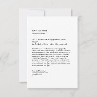 Vertical Artwork Exhibition Art Show Placards Note Card