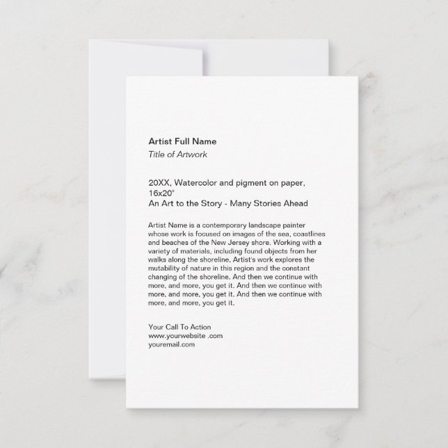 Vertical Artwork Exhibition Art Show Placards Note Card (Front)