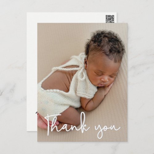 Vertical Baby photo Birth Announcement Thank you Postcard