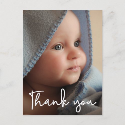Vertical Baby Shower Birth Announcement Thank You Postcard