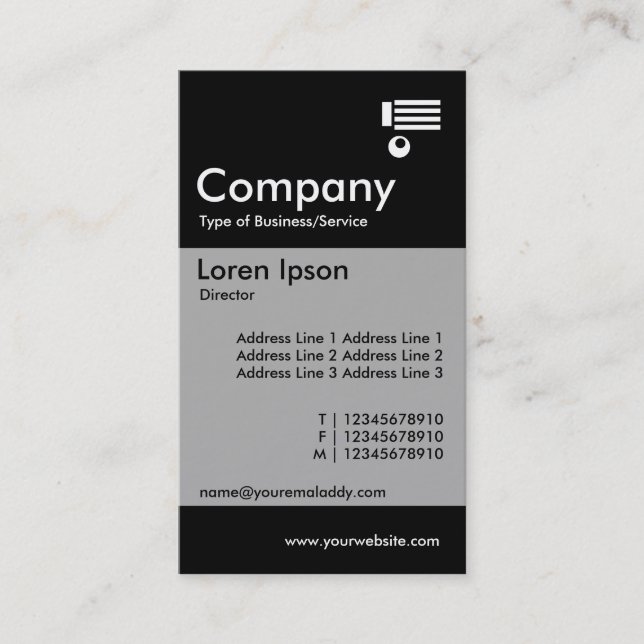 Vertical Banded - Black Business Card (Front)