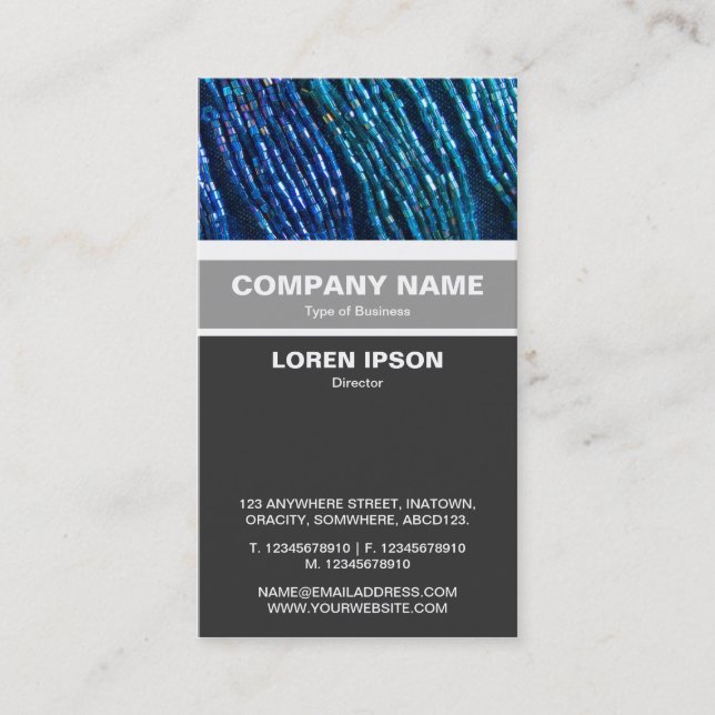 Vertical Banded - Blue Bead Ropes Business Card (Front)