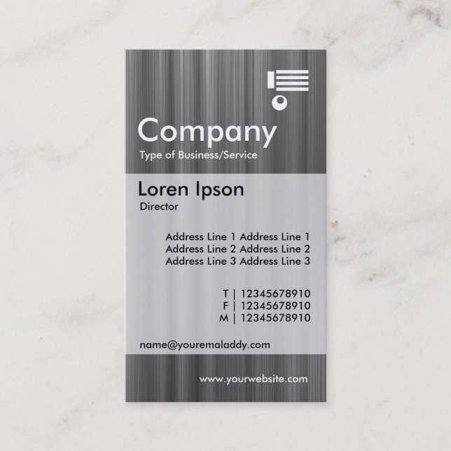 Vertical Banded - Brushed Gray Business Card (Front)