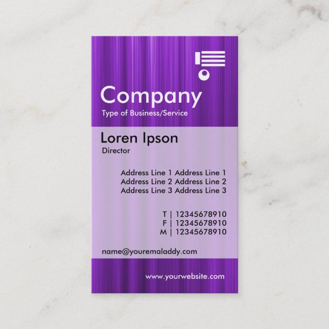 Vertical Banded - Brushed Purple Business Card (Front)
