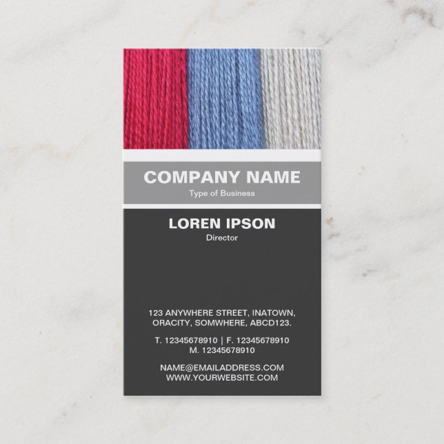 Vertical Banded - Darning Cotton Business Card (Front)