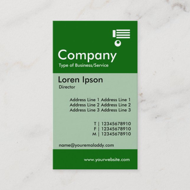 Vertical Banded - Green (006600) Business Card (Front)