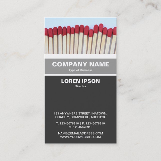 Vertical Banded - Matches 03 Business Card (Front)