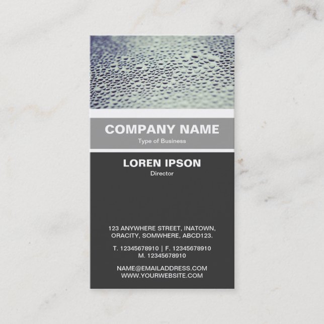 Vertical Banded - Water Droplets on Glass 01 Business Card (Front)