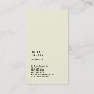 Vertical Beige Minimalist Trend Manager Consultant Business Card