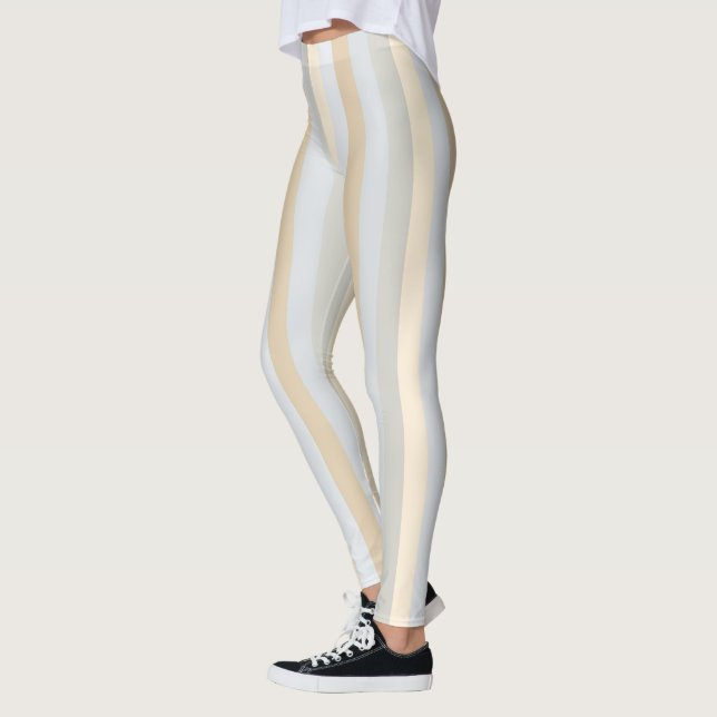 Vertical Beige Stripes Decor on Leggings (Left)