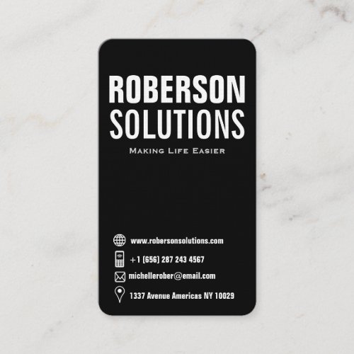 Vertical black and white social media icons business card