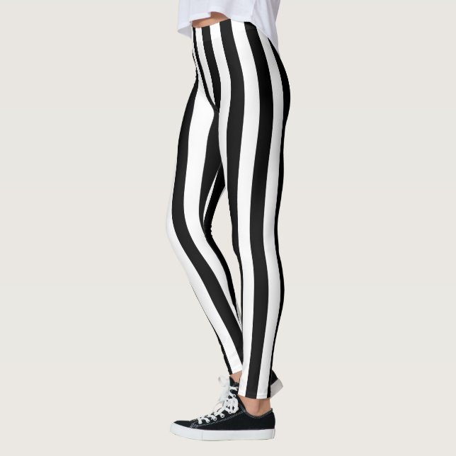 Vertical Black and White Stripes Leggings (Left)