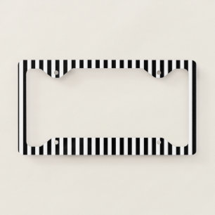 Vertical Black and White Stripes License Plate Frame