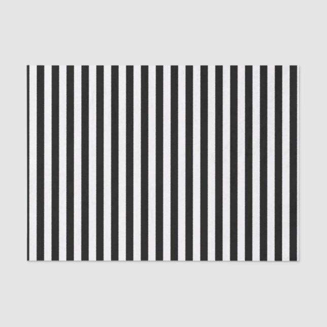 Vertical Black and White Stripes Tissue Paper (Front)