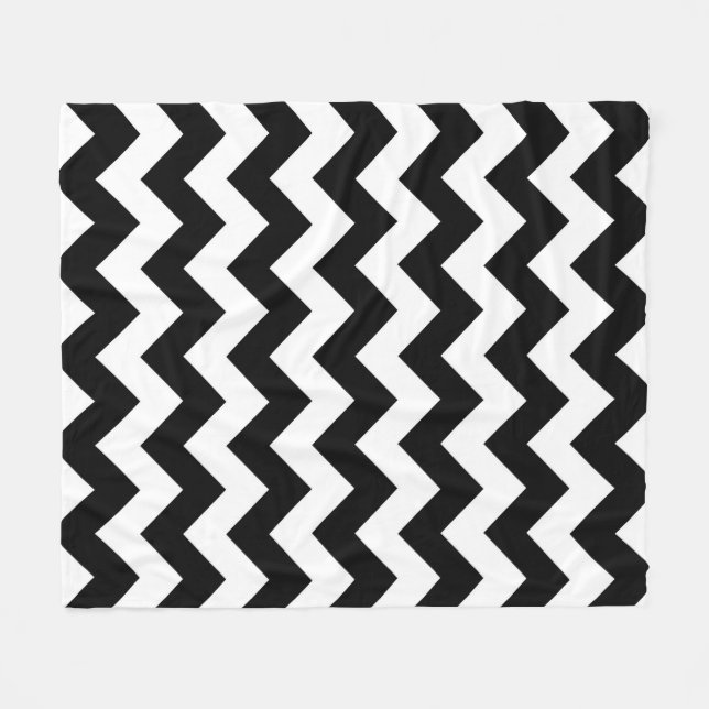 Vertical Black and White Zigzag Fleece Blanket (Front (Horizontal))