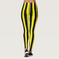 Vertical Black and Yellow Stripes Leggings