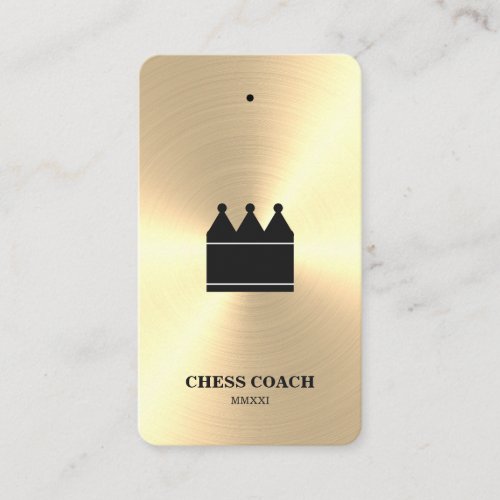 Vertical Black  Faux Gold Chess Coach Business Card