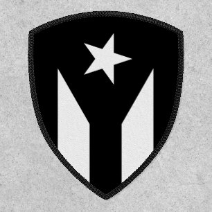 Vertical Black flag of Puerto Rico Patch