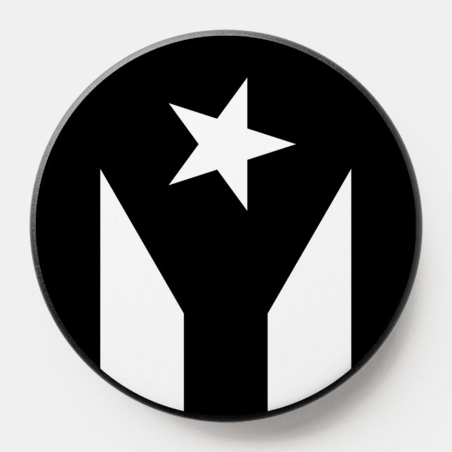 Vertical Black flag of Puerto Rico PopSocket (Popsocket)