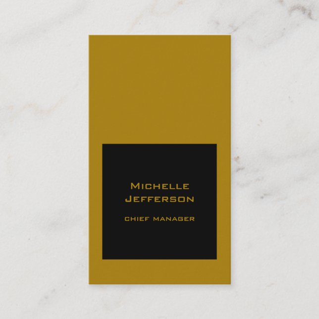 Vertical Black Gold Color Modern Stylish Trendy Business Card (Front)