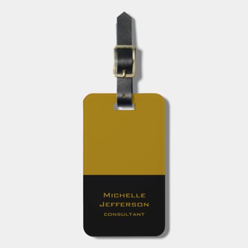 Vertical Black Gold Color Modern Stylish Trendy Luggage Tag