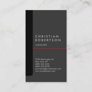 Vertical black gray red trendy business card