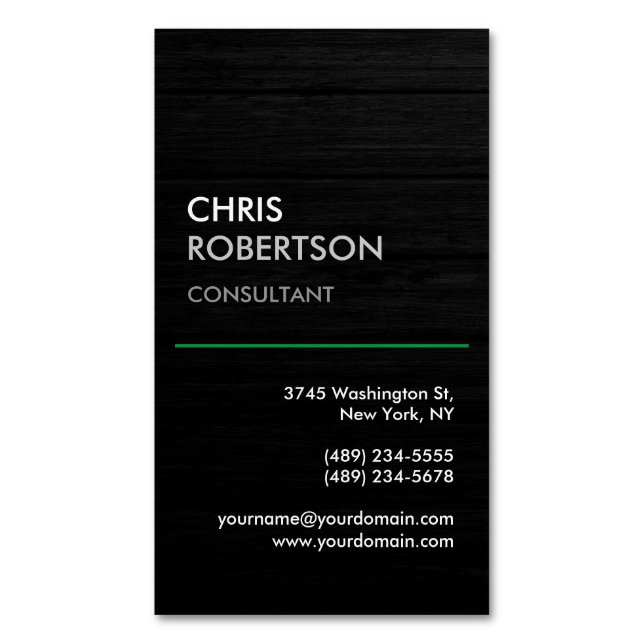 Vertical Black Grey Attractive Business Card Magnet (Front Vertical)