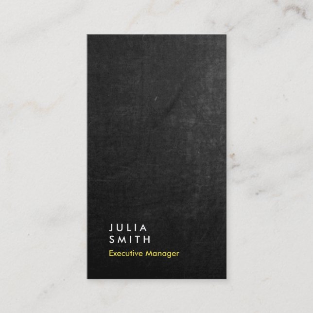 Vertical Black Grey Chalkboard Professional Modern Business Card (Front)