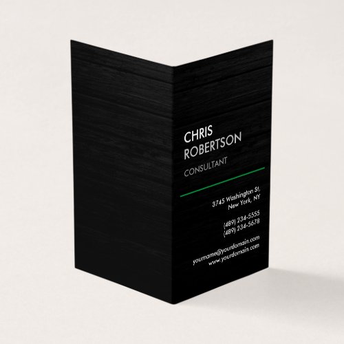 Vertical Black Grey Wood Attractive Modern Business Card