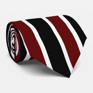Vertical Black Maroon White Stripes Decor on Neck Tie