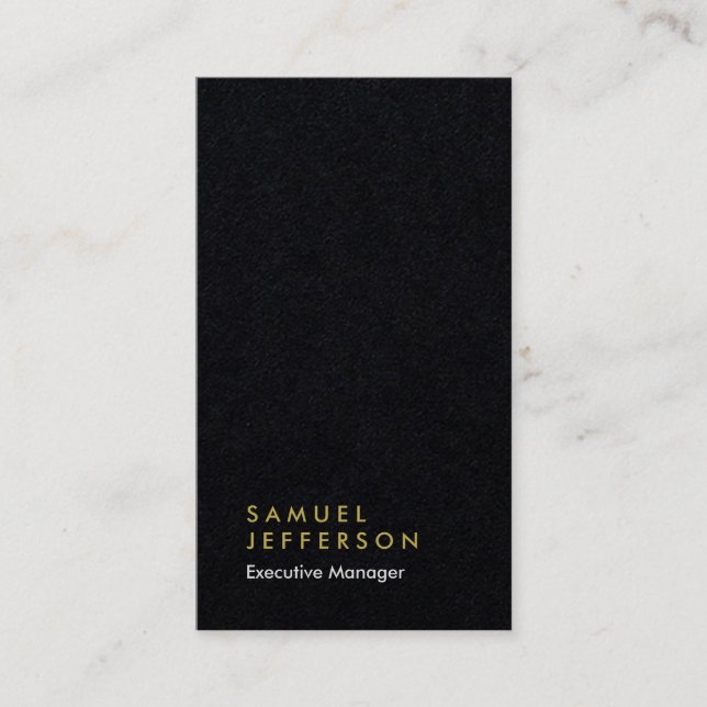 Vertical black professional plain modern business card (Front)
