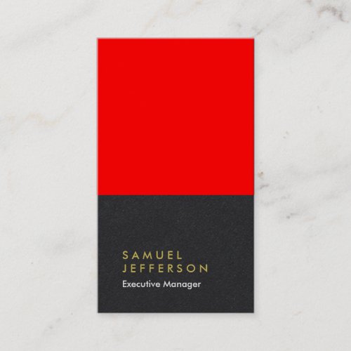 Vertical black red professional plain modern business card