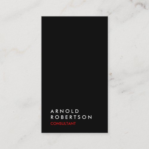 Vertical Black Trendy Consultant Business Card