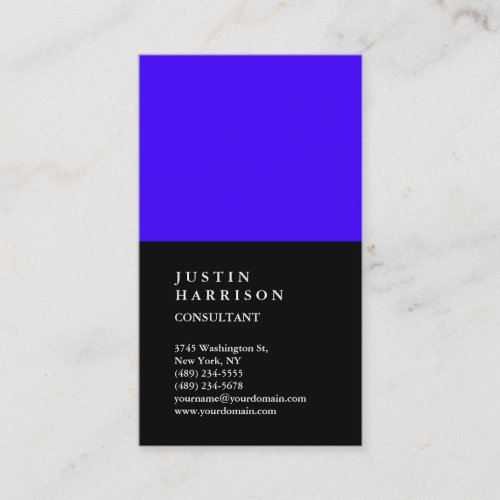 Vertical Black Ultramarine Blue Striped Trendy Business Card