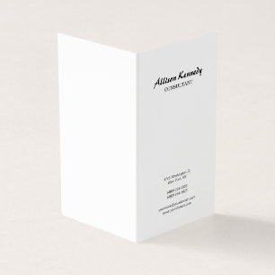 Vertical Black & White Brush Script Minimalist Business Card
