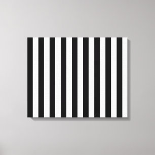 Vertical Black & White Classic Stripes Canvas Print