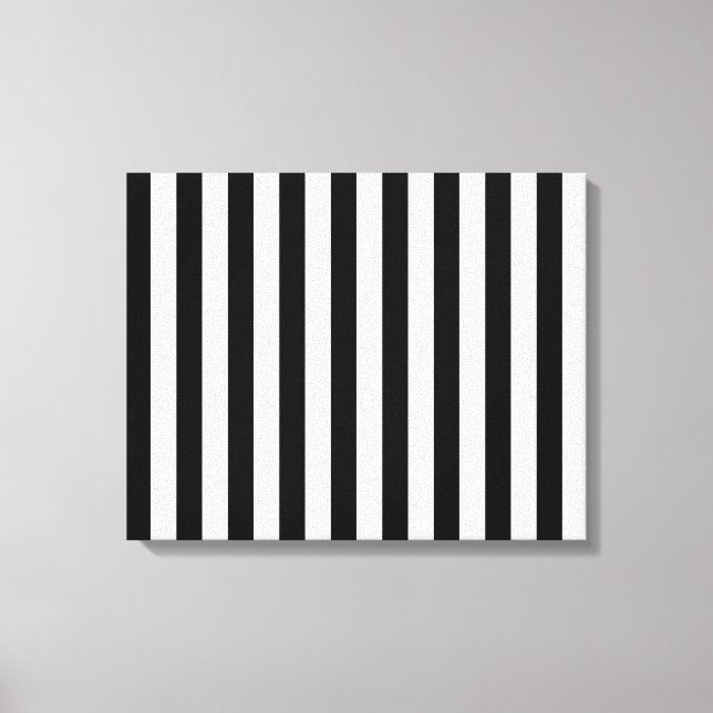 Vertical Black & White Classic Stripes Canvas Print (Front)