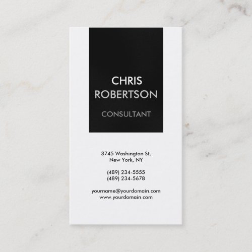 Vertical Black White Gray Attractive Business Card