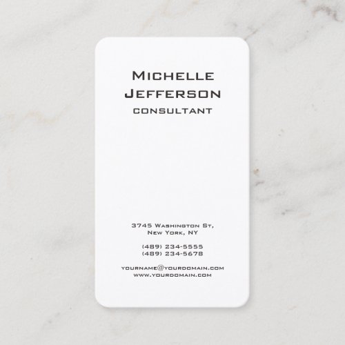 Vertical Black  White Modern Stylish Trendy Business Card