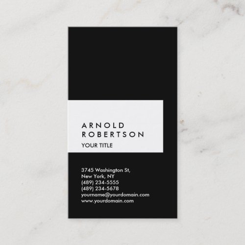 Vertical Black White Professional Business Card