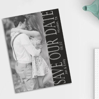 Vertical Black & White Save the Date 5 x 7 Announcement