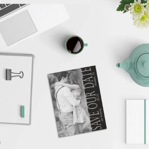 Vertical Black & White Save the Date 5 x 7 Announcement