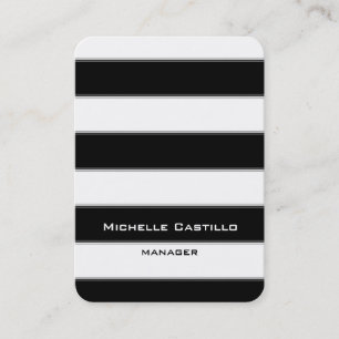 Vertical Black White Stripes Unique Art Design Business Card