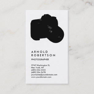 Vertical Black White Trendy Photography Business Card